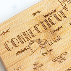 Totally Bamboo Destination Connecticut State Shaped Bamboo Serving and Cutting Board
