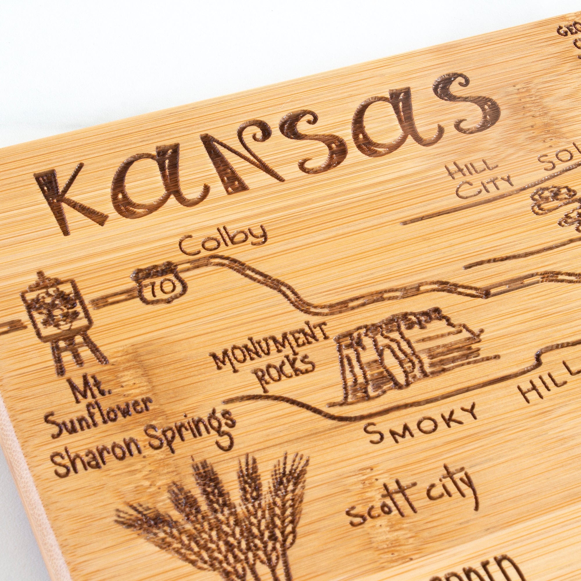 Totally Bamboo Destination Kansas State Shaped Bamboo Serving and Cutting Board