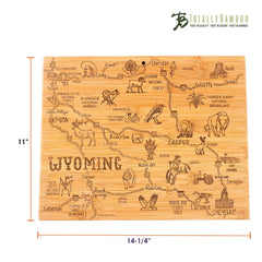 Totally Bamboo Destination Wyoming State Shaped Bamboo Serving and Cutting Board