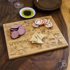 Totally Bamboo Destination Wyoming State Shaped Bamboo Serving and Cutting Board