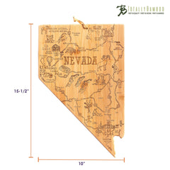 Totally Bamboo Destination Nevada State Shaped Bamboo Serving and Cutting Board