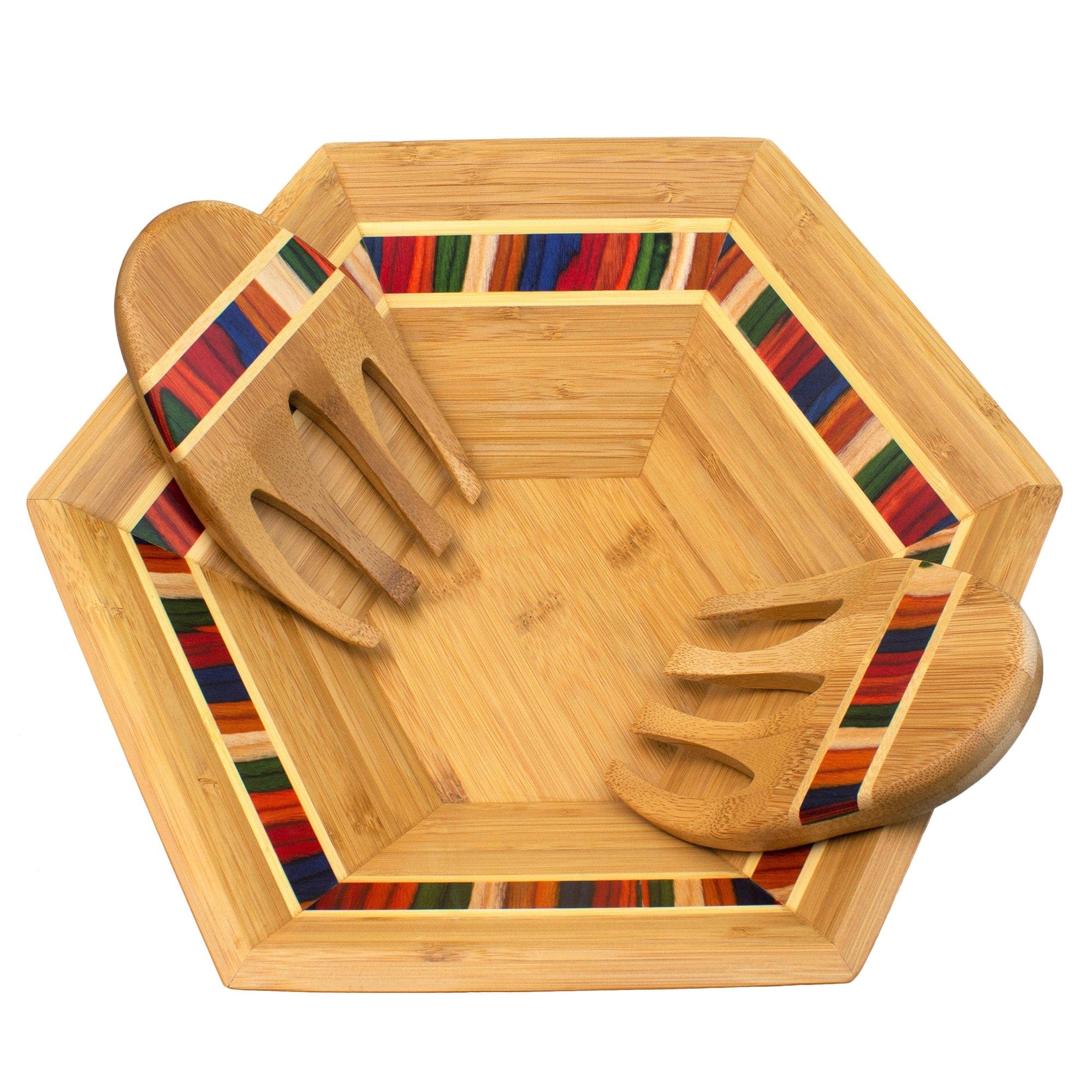 Totally Bamboo Baltique® Marrakesh Collection 14" Salad Serving Bowl with Salad Hands