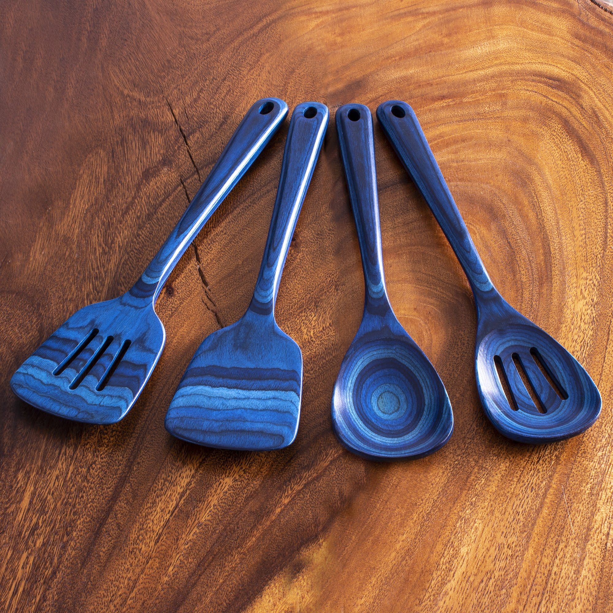 Blue Silicone Cooking Utensils Set Wooden Handle, 20 Utensil Sets Blue  Kitchen U