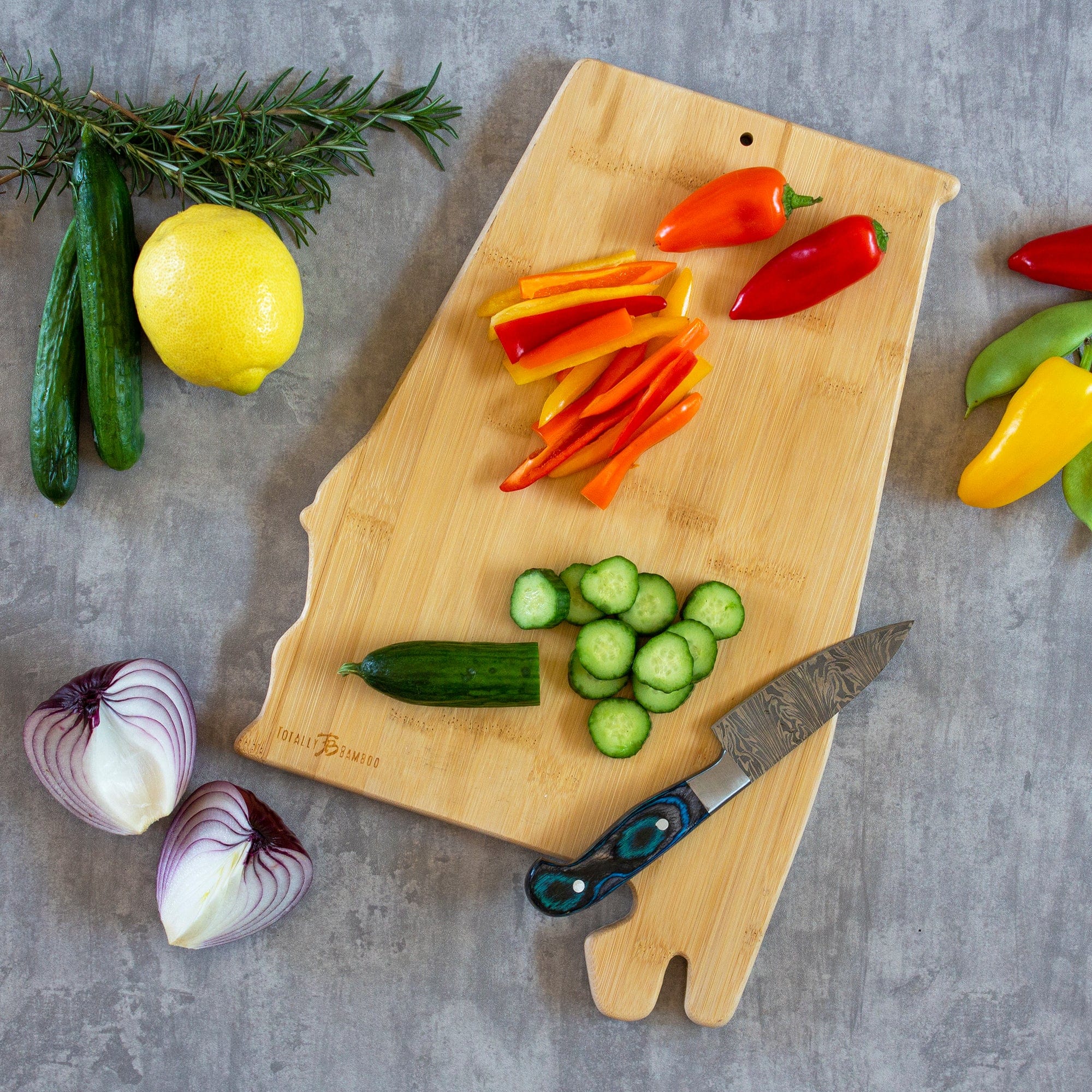 Totally Bamboo Fish Kiss State Shaped Cutting Board