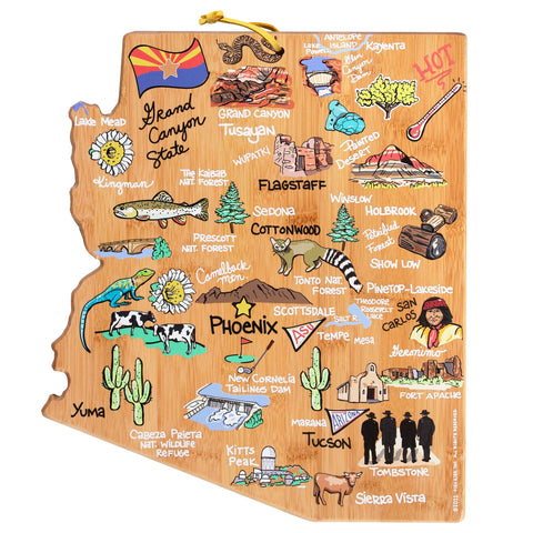 Totally Bamboo Arizona State Shaped Cutting and Serving Board with Artwork by Fish Kiss™