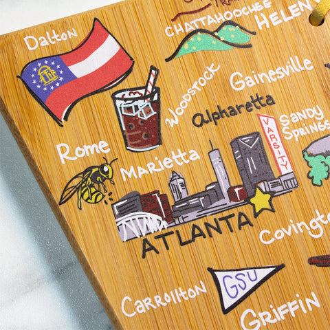 Totally Bamboo Georgia State Shaped Cutting and Serving Board with Artwork by Fish Kiss™