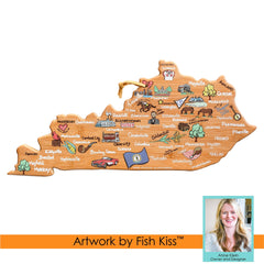 Totally Bamboo Kentucky State Shaped Cutting and Serving Board with Artwork by Fish Kiss™