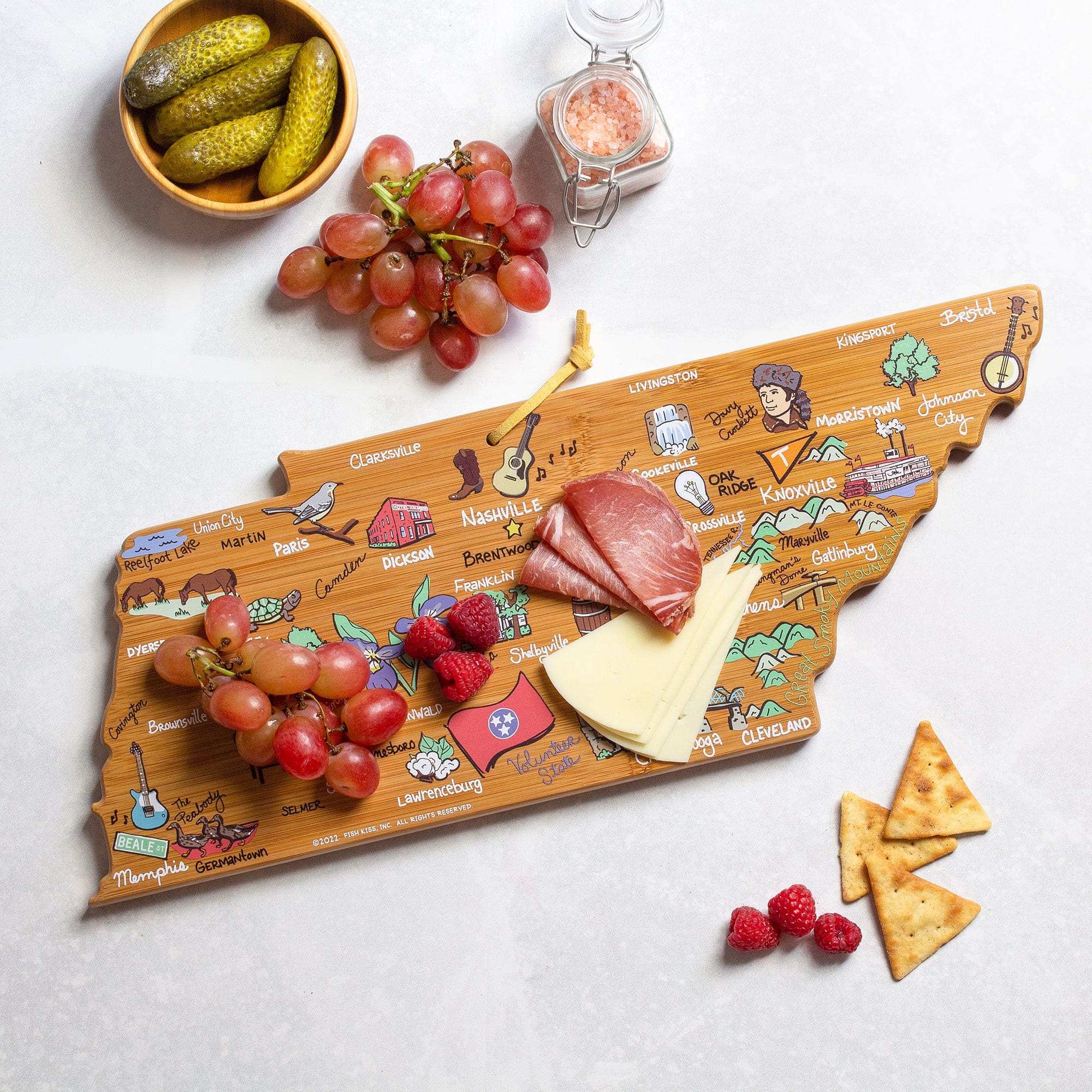 Totally Bamboo Tennessee State Shaped Cutting and Serving Board with Artwork by Fish Kiss™