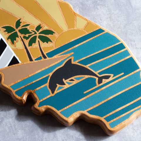 Totally Bamboo Florida State Shaped Serving and Cutting Board with Artwork by Summer Stokes