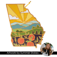 Totally Bamboo Georgia State Shaped Serving and Cutting Board with Artwork by Summer Stokes