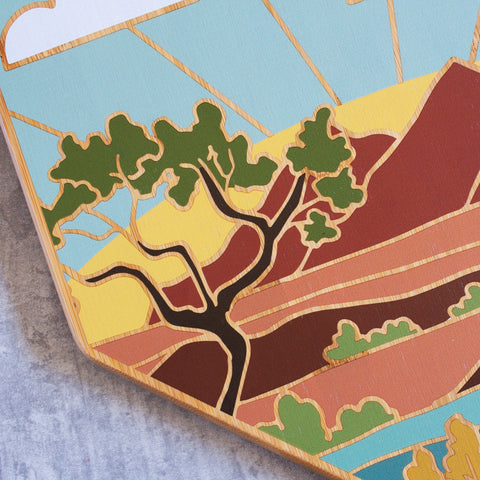 Totally Bamboo Nevada State Shaped Serving and Cutting Board with Artwork by Summer Stokes