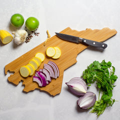 Totally Bamboo North Carolina State Shaped Serving and Cutting Board with Artwork by Summer Stokes