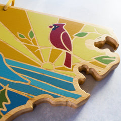 Totally Bamboo North Carolina State Shaped Serving and Cutting Board with Artwork by Summer Stokes