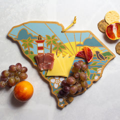 Totally Bamboo South Carolina State Shaped Serving and Cutting Board with Artwork by Summer Stokes