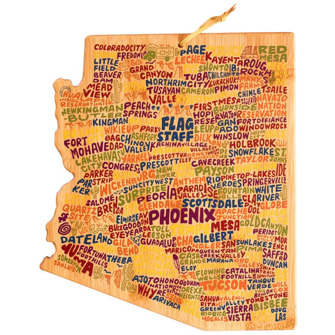 Totally Bamboo Arizona State Shaped Cutting and Serving Board with Artwork by Wander on Words™