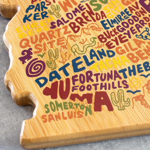 Totally Bamboo Arizona State Shaped Cutting and Serving Board with Artwork by Wander on Words™