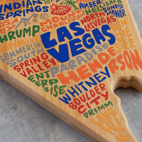 Totally Bamboo Nevada State Shaped Cutting and Serving Board with Artwork by Wander on Words™