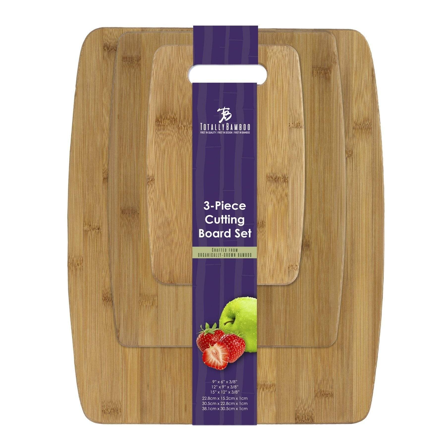 Totally Bamboo 3-Piece Bamboo Wood Cutting Board Set for Kitchen, 3  Assorted Sizes