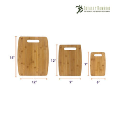 Totally Bamboo 3-Piece Bamboo Cutting Board Set, 15" x 12", 12" x 9" and 9" x 6"