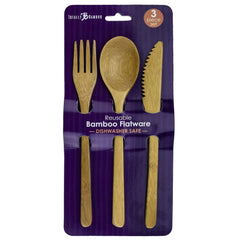 Totally Bamboo 3-Piece Reusable Flatware Set, Fork, Spoon and Knife