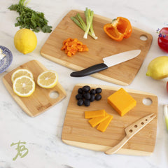 Totally Bamboo 3-Piece Two-Tone Bamboo Serving and Cutting Board Set