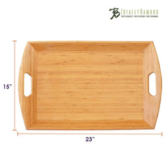 Totally Bamboo Butler's Serving Tray with Handles, 23" x 15" x 5"