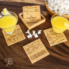 Totally Bamboo Colorado State Puzzle 4 Piece Bamboo Coaster Set with Case
