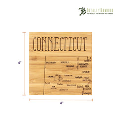 Totally Bamboo Connecticut State Puzzle 4 Piece Bamboo Coaster Set with Case