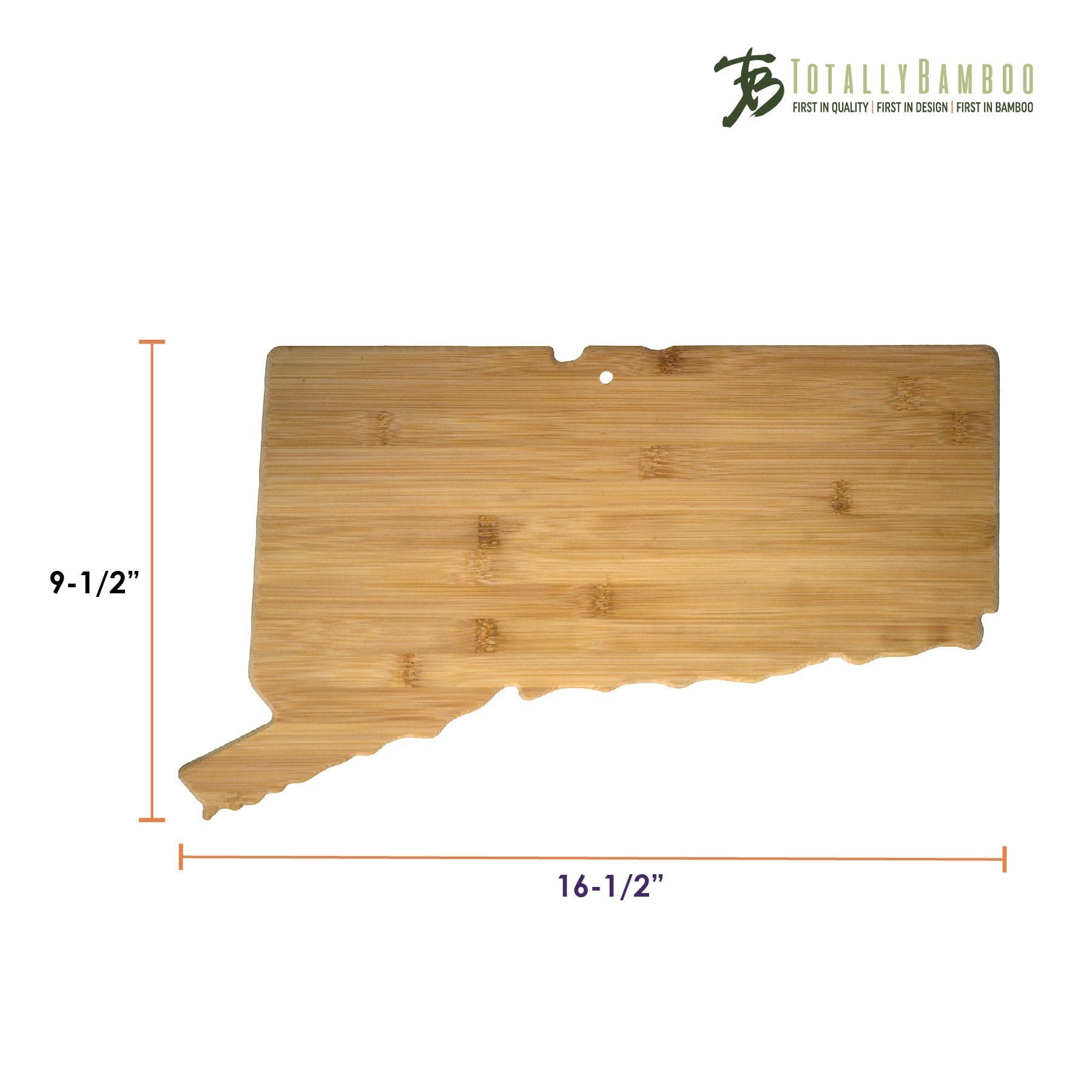 Totally Bamboo Connecticut State Shaped Bamboo Serving and Cutting Board