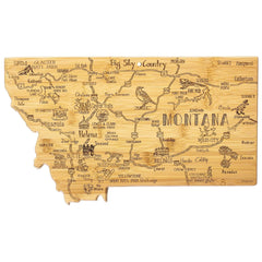 Totally Bamboo Destination Montana State Shaped Bamboo Serving and Cutting Board