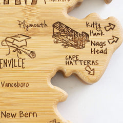 Totally Bamboo Destination North Carolina State Shaped Bamboo Serving and Cutting Board