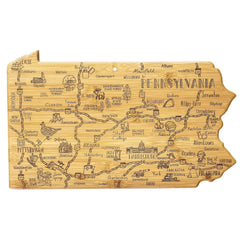 Totally Bamboo Destination Pennsylvania State Shaped Bamboo Serving and Cutting Board