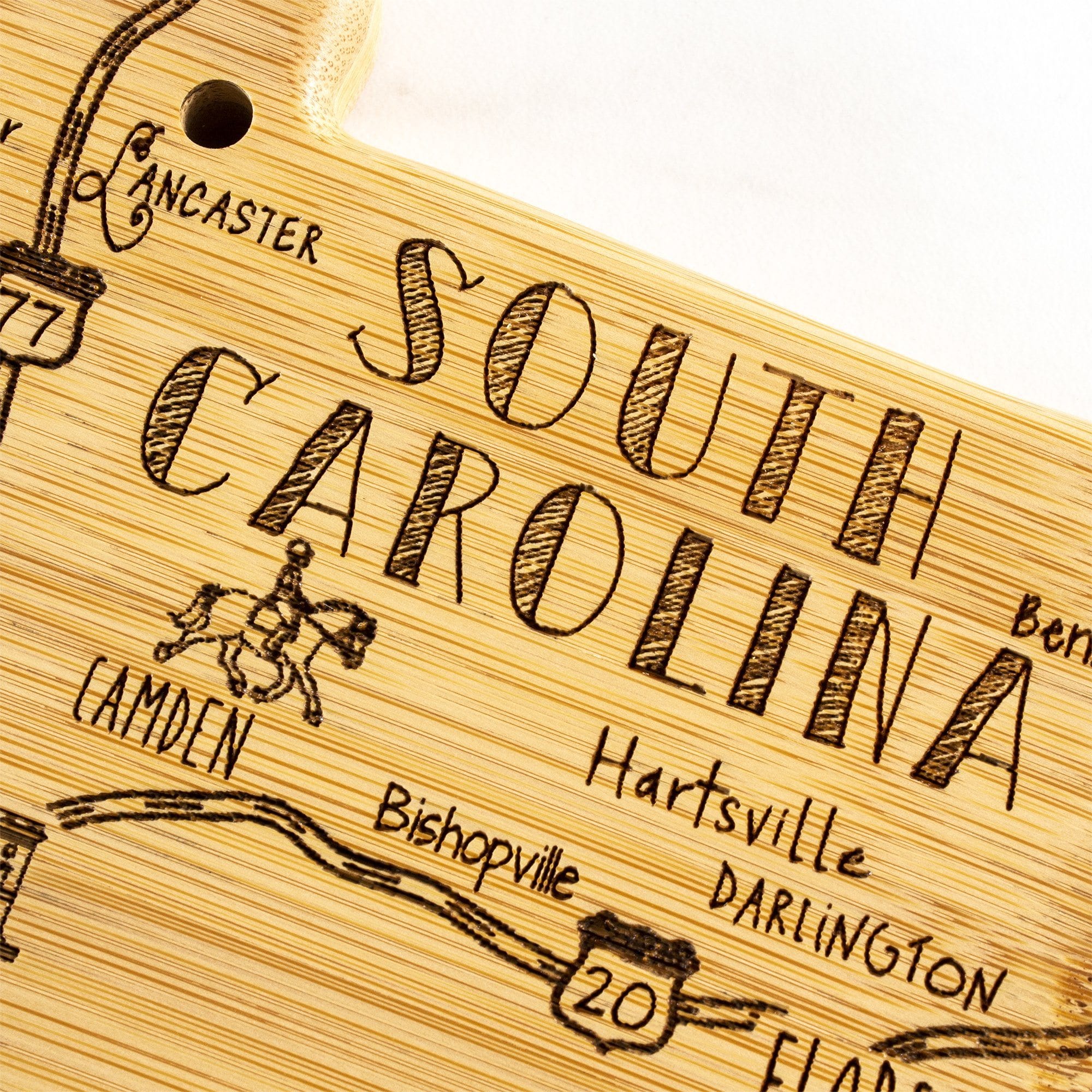 US State Shaped Bamboo Cutting Boards with Engraved Text