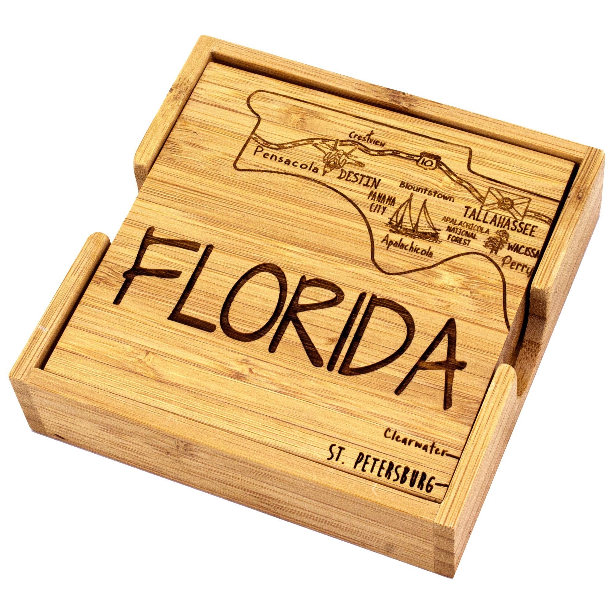Totally Bamboo Florida State Puzzle 4-Pc. Coaster Set with Case