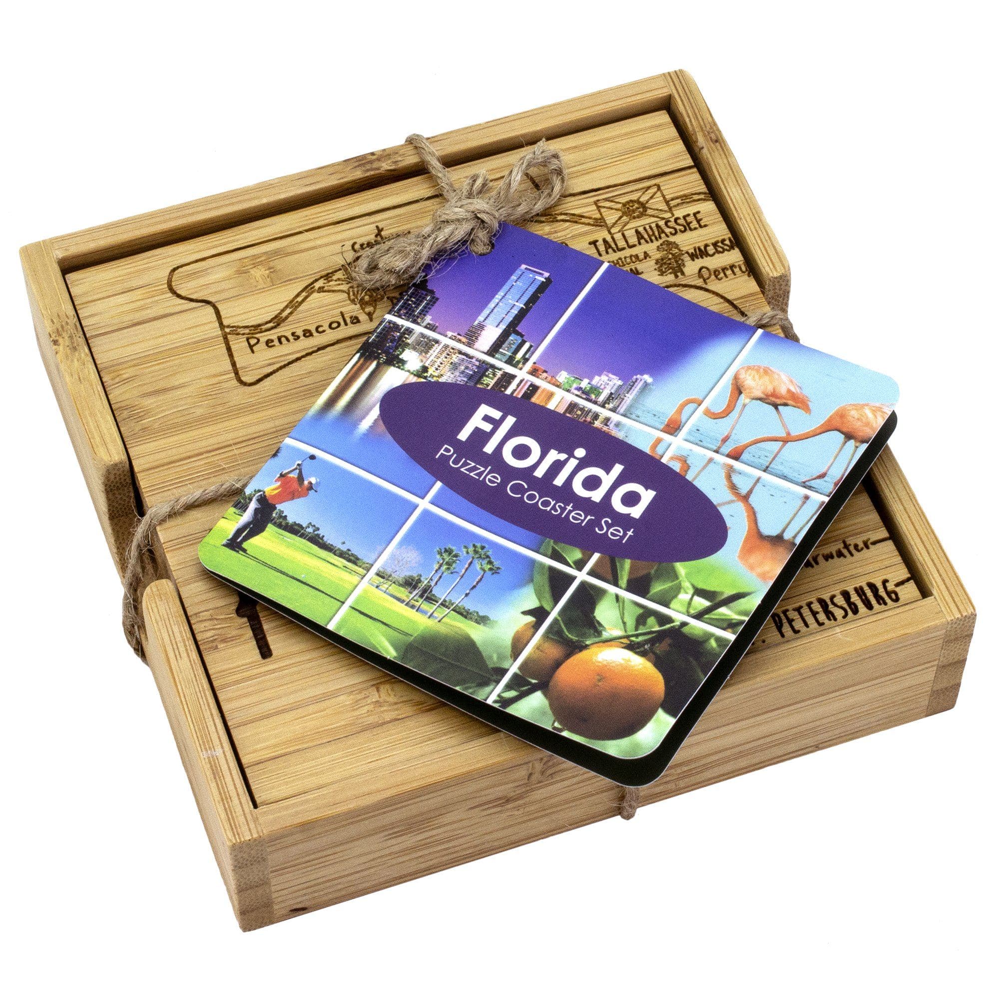 Totally Bamboo Florida State Puzzle 4-Pc. Coaster Set with Case