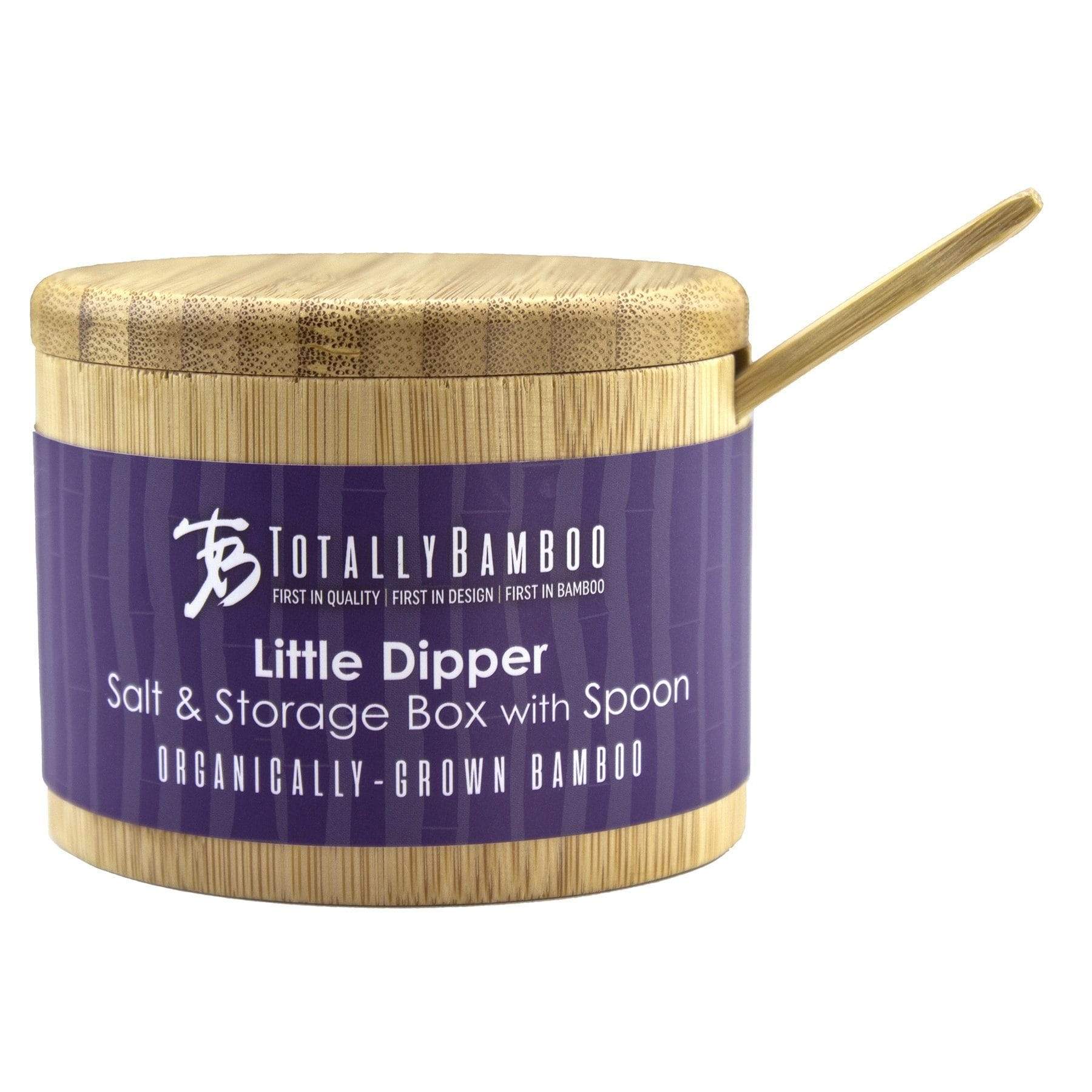 Totally Bamboo Little Dipper Bamboo Salt Box with Spoon, 6 Ounce Capacity