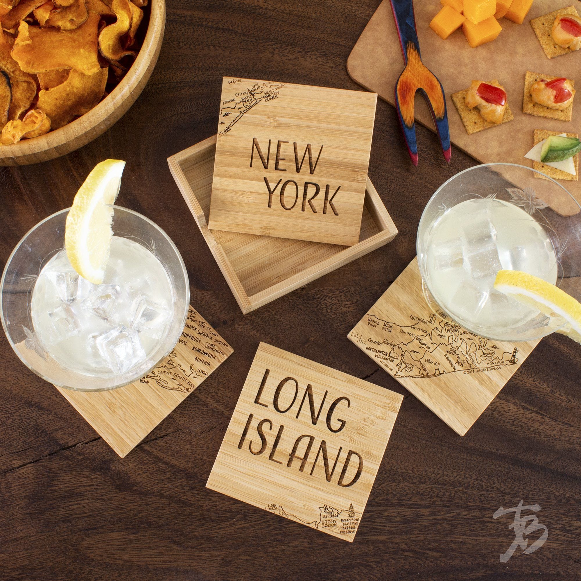 Totally Bamboo Long Island Puzzle 4-Pc. Coaster Set with Case