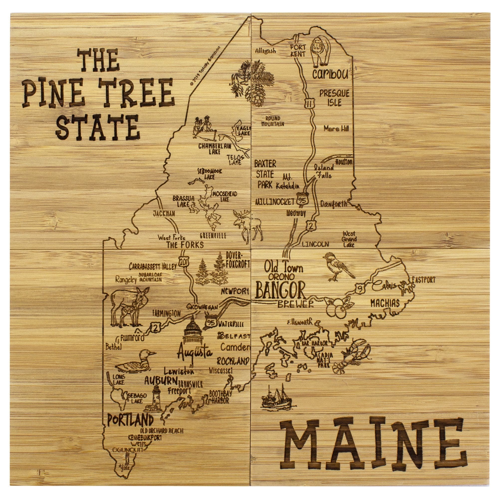 Totally Bamboo Maine State Puzzle 4-Pc. Coaster Set with Case