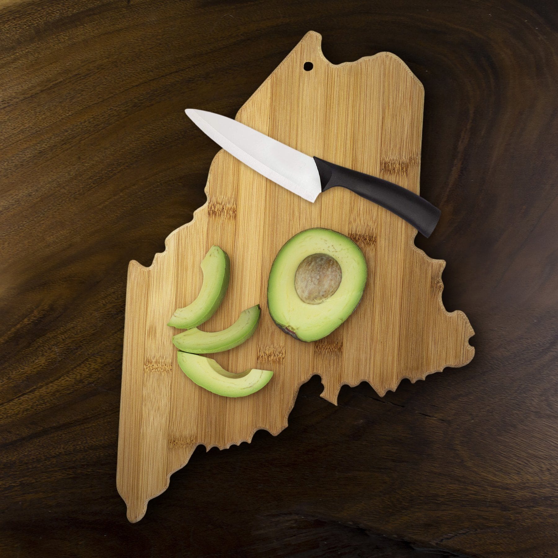 Totally Bamboo Maine State Shaped Bamboo Serving and Cutting Board