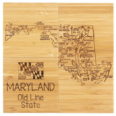 Totally Bamboo Maryland State Puzzle 4 Piece Bamboo Coaster Set with Case
