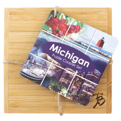 Totally Bamboo Michigan State Puzzle 4-Pc. Coaster Set with Case