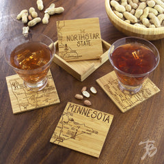 Totally Bamboo Minnesota State Puzzle 4 Piece Bamboo Coaster Set with Case