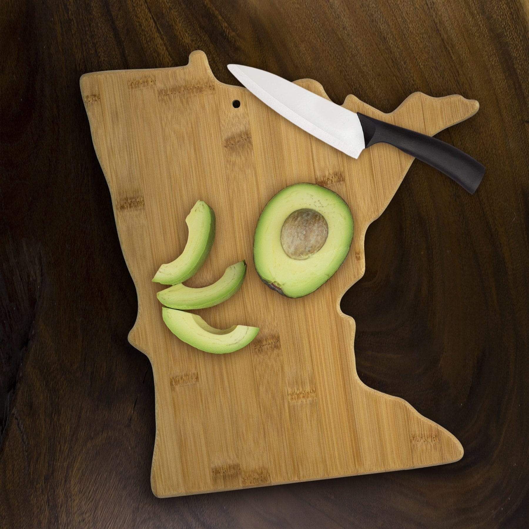 Totally Bamboo Minnesota State Shaped Bamboo Serving and Cutting Board