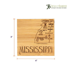 Totally Bamboo Mississippi State Puzzle 4 Piece Bamboo Coaster Set with Case