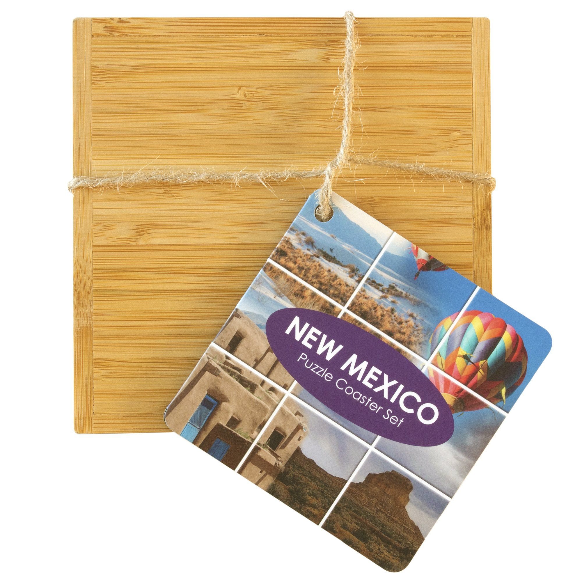 Totally Bamboo New Mexico State Puzzle 4 Piece Bamboo Coaster Set with Case