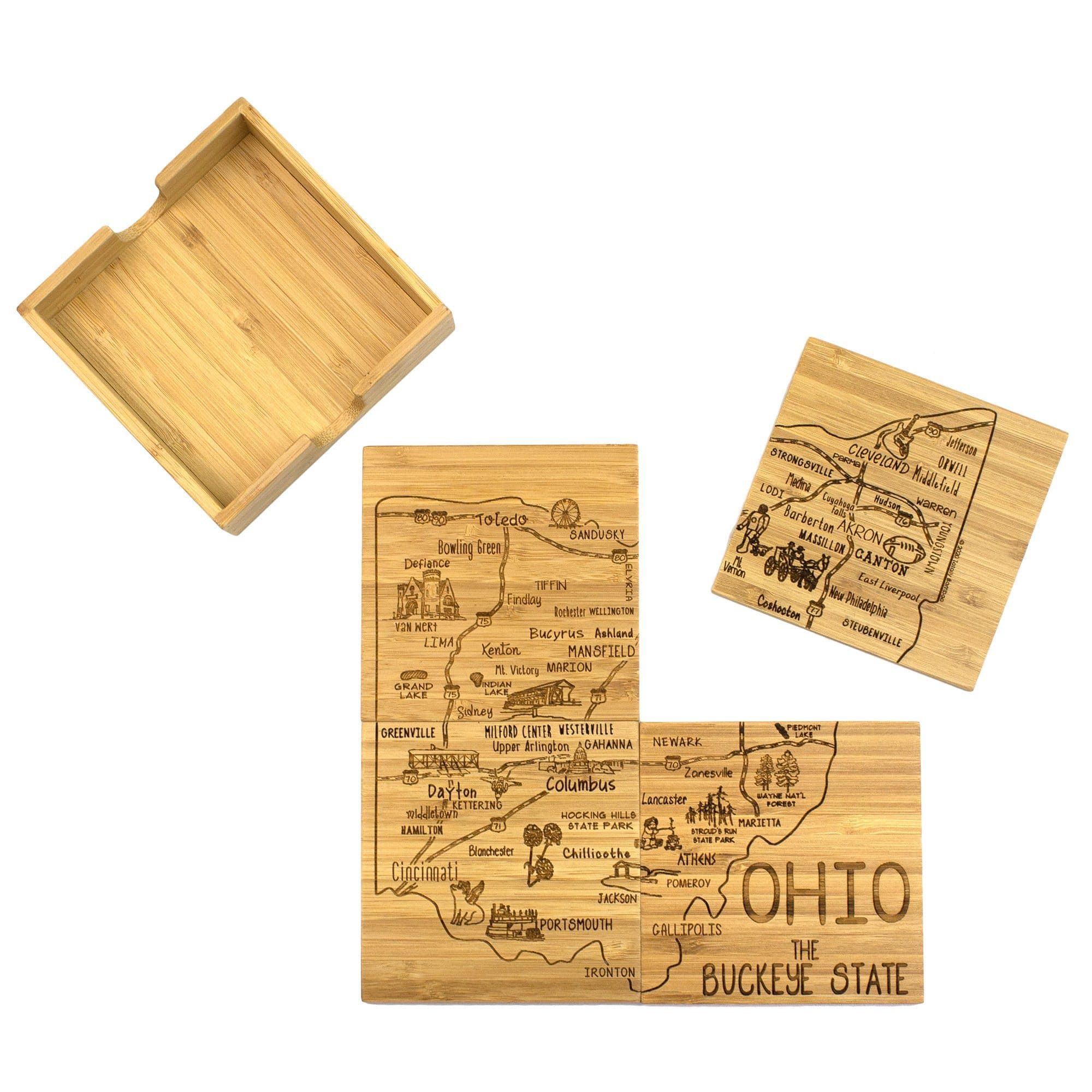 Totally Bamboo Ohio State Puzzle 4-Pc. Coaster Set with Case