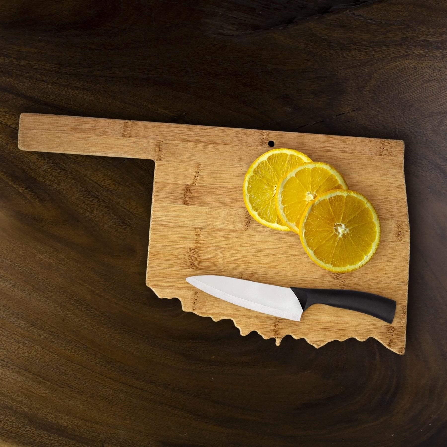 Totally Bamboo Oklahoma State Shaped Bamboo Serving and Cutting Board
