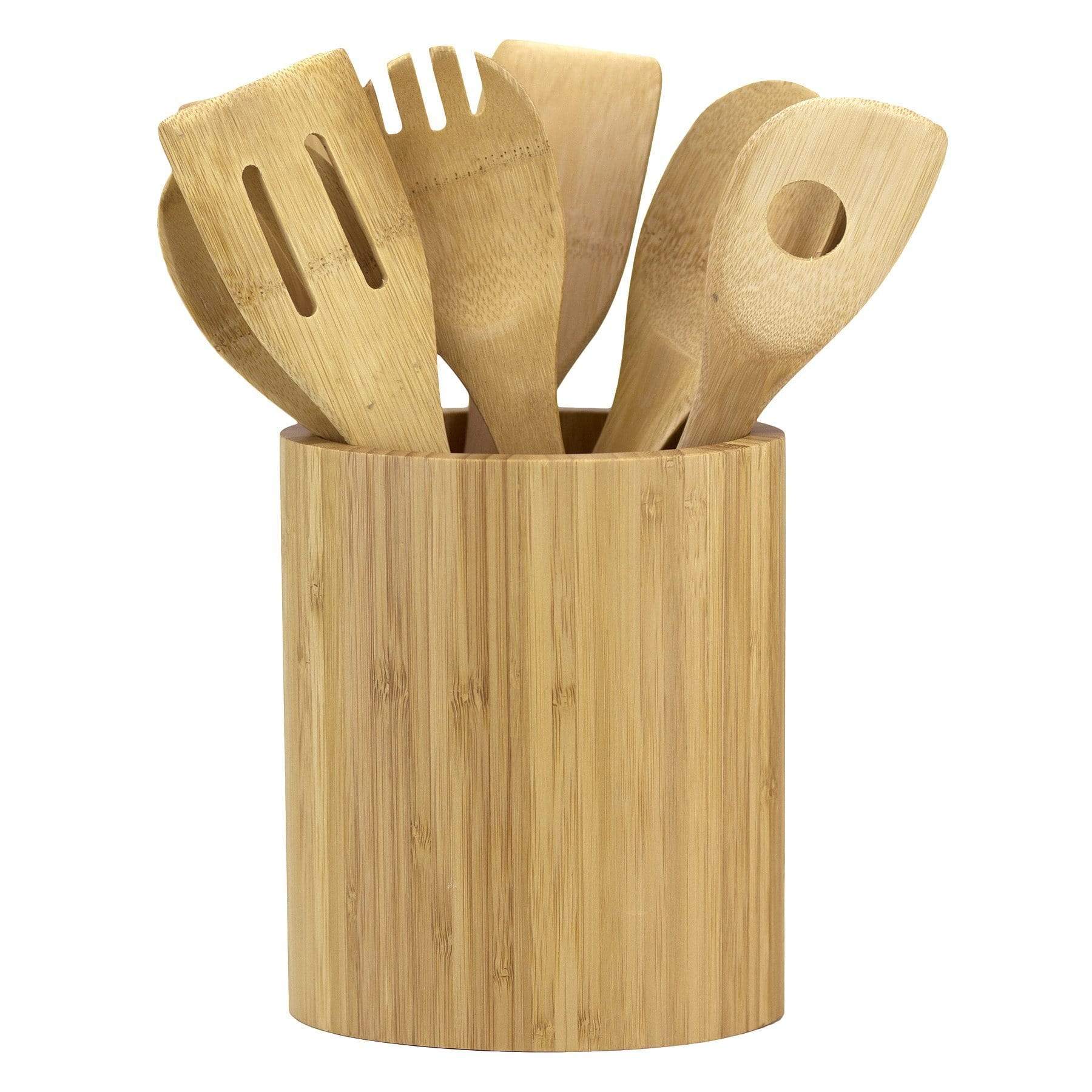 7 Pcs Bamboo Wooden Kitchen Utensil Set with Holder