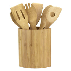 Totally Bamboo Oval Shaped Bamboo Kitchen Utensil Holder, 6" x 4" x 7"