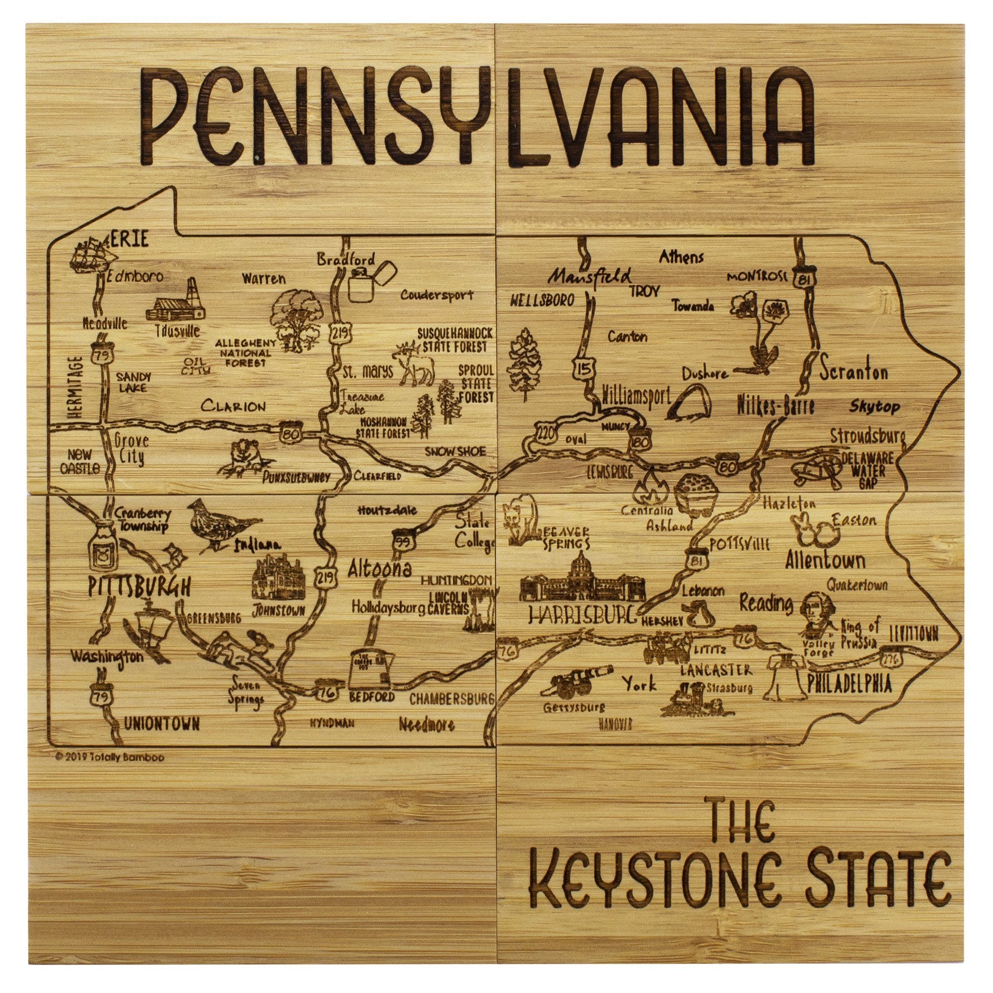 Totally Bamboo Pennsylvania State 4-Pc. Coaster Set with Case